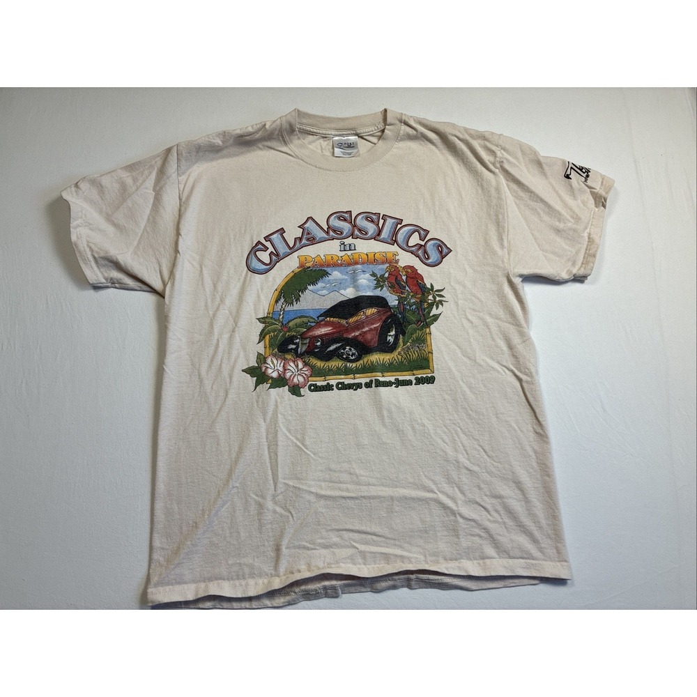 2009 Classic Chevys Of Reno Car Show Tee In Paradise Short Sleeve T-Shirt Large - Picture 2 of 6